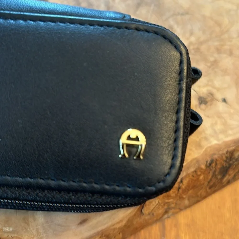 NEW Etienne Aigner Leather Double Zip Eye Glasses Case